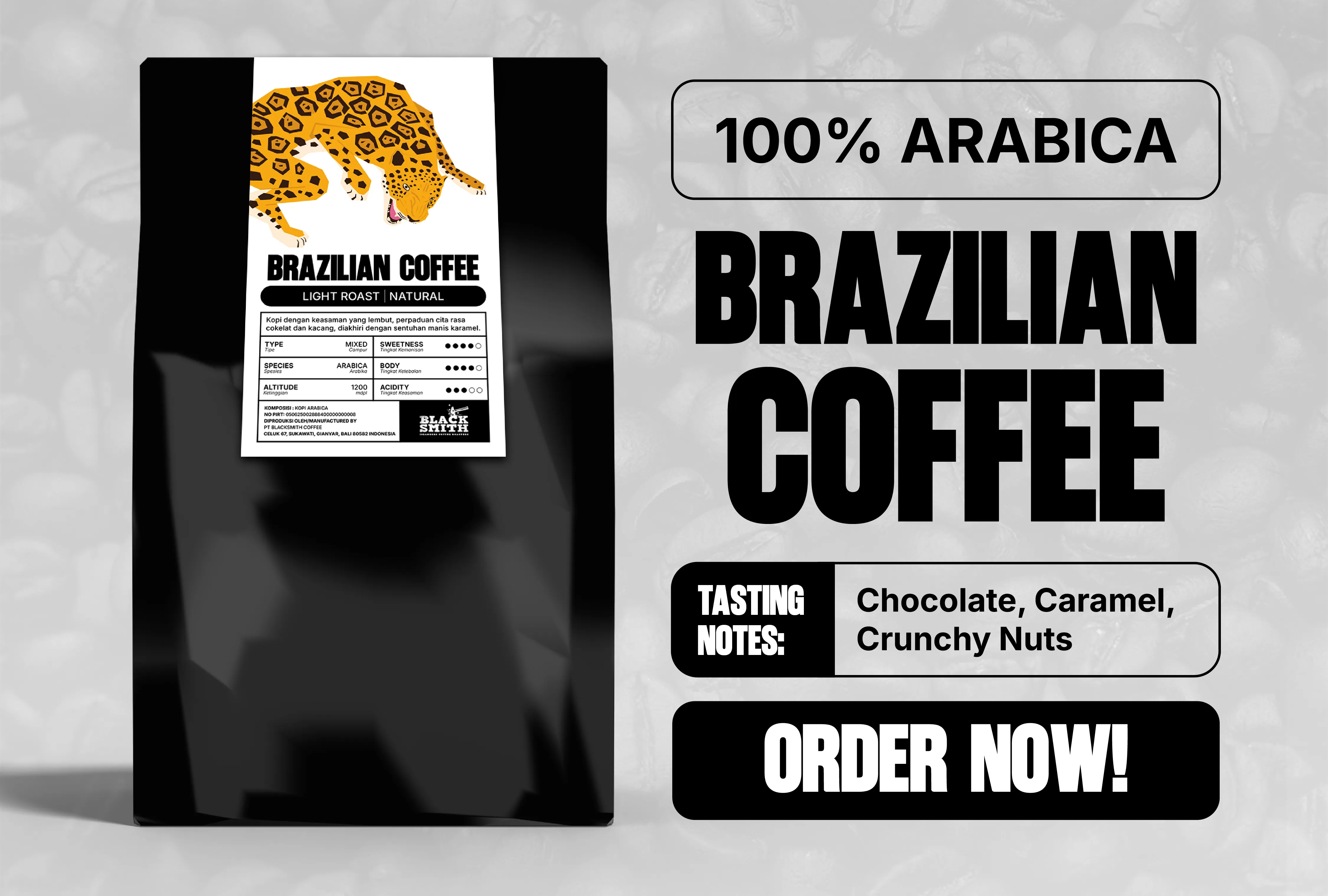 Blacksmith Brazil coffee in retail and wholesale packages