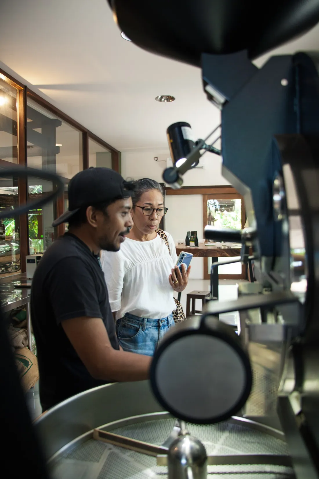 Coffee roasting training inside the Blacksmith production roastery